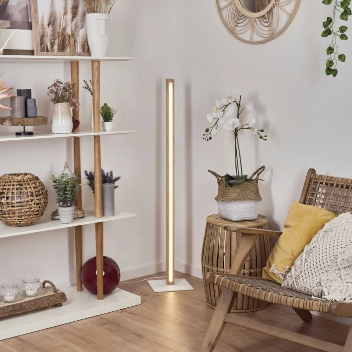 Hofstein Madou Stehleuchte LED Weiß, Holz hell, 1-flammig – Bild 7