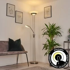 Hofstein Mairoa Deckenfluter LED Nickel-Matt, 2-flammig