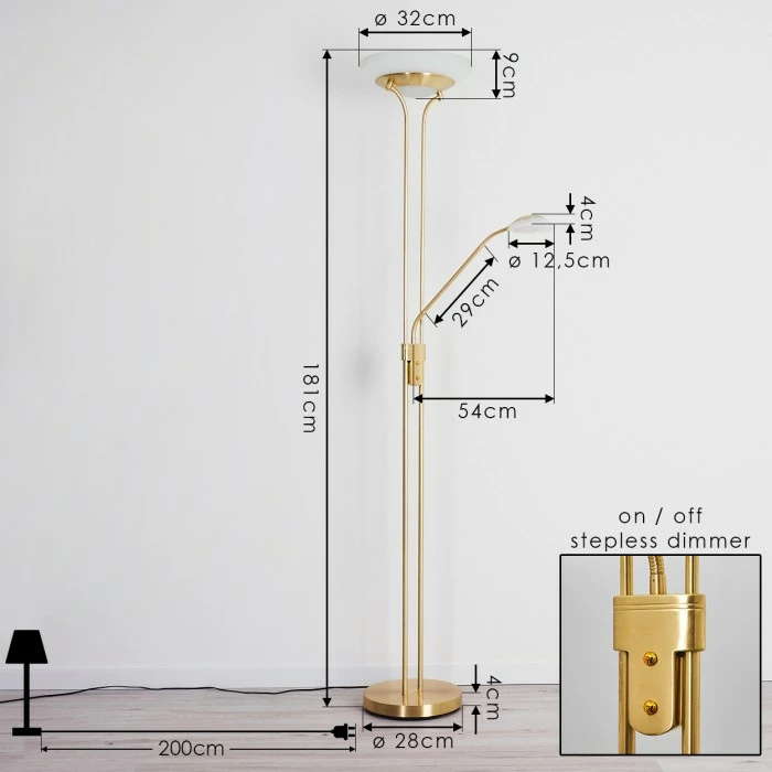 Hofstein Mairoa Deckenfluter LED Messing, 2-flammig – Bild 4
