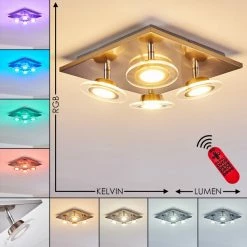Leuchten Direkt Marsen Deckenleuchte LED Nickel-Matt, 4-flammig, Fernbedienung, Farbwechsler