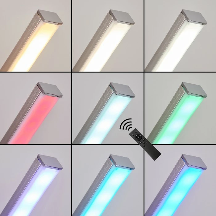 Hofstein Minacar Stehleuchte LED Nickel-Matt, 1-flammig, Fernbedienung, Farbwechsler – Bild 2