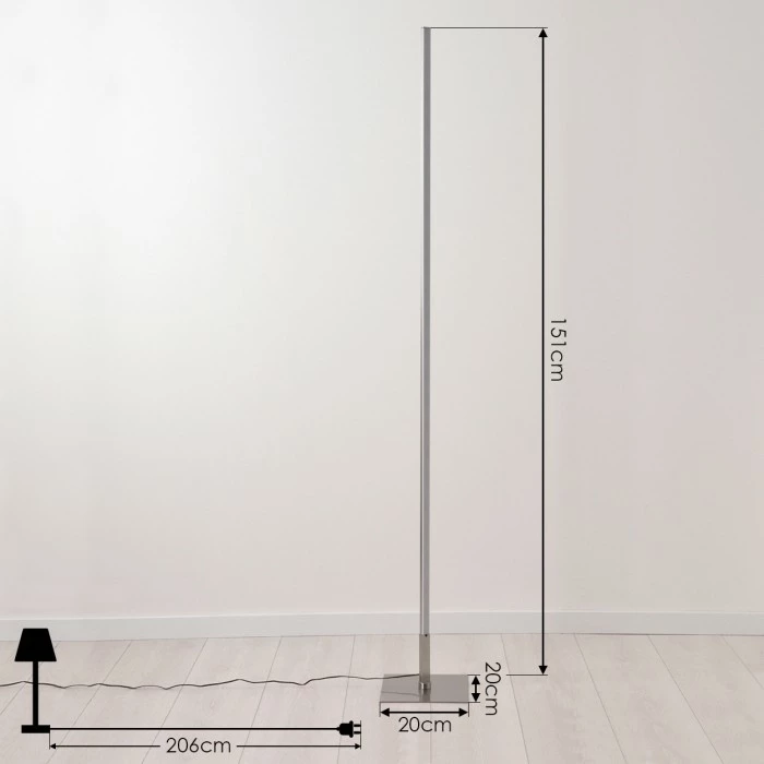 Hofstein Minacar Stehleuchte LED Nickel-Matt, 1-flammig, Fernbedienung, Farbwechsler – Bild 4