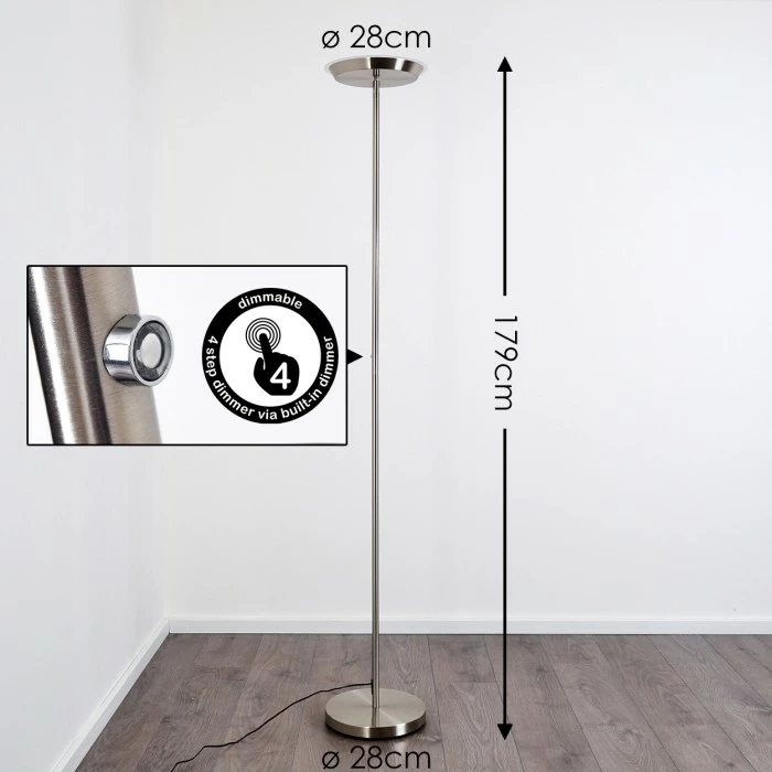 Hofstein Mjoelby Deckenfluter LED Nickel-Matt, 1-flammig – Bild 2