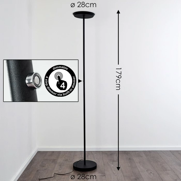 Hofstein Mjölby Deckenfluter LED Schwarz, 1-flammig – Bild 2