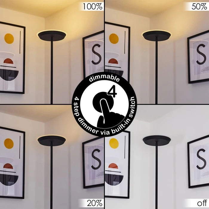 Hofstein Mjölby Deckenfluter LED Schwarz, 1-flammig – Bild 2