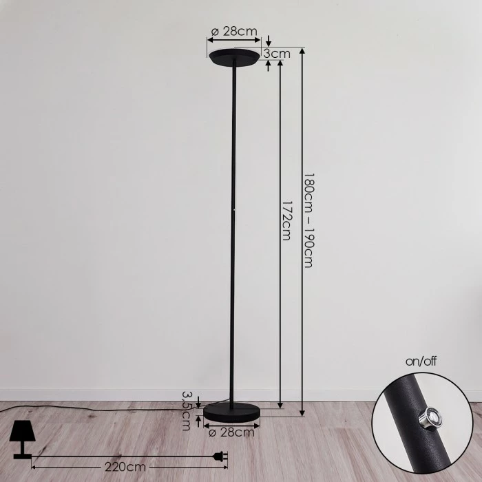 Hofstein Mjölby Deckenfluter LED Schwarz, 1-flammig – Bild 4