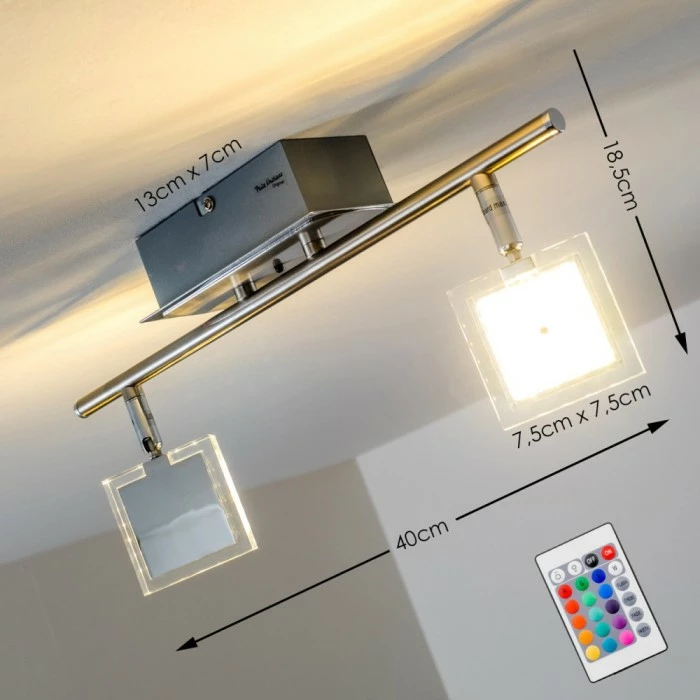 Paul Neuhaus Leuchten Paul Neuhaus DAAN-RGB Deckenleuchte LED Chrom, 2-flammig, Fernbedienung, Farbwechsler – Bild 2
