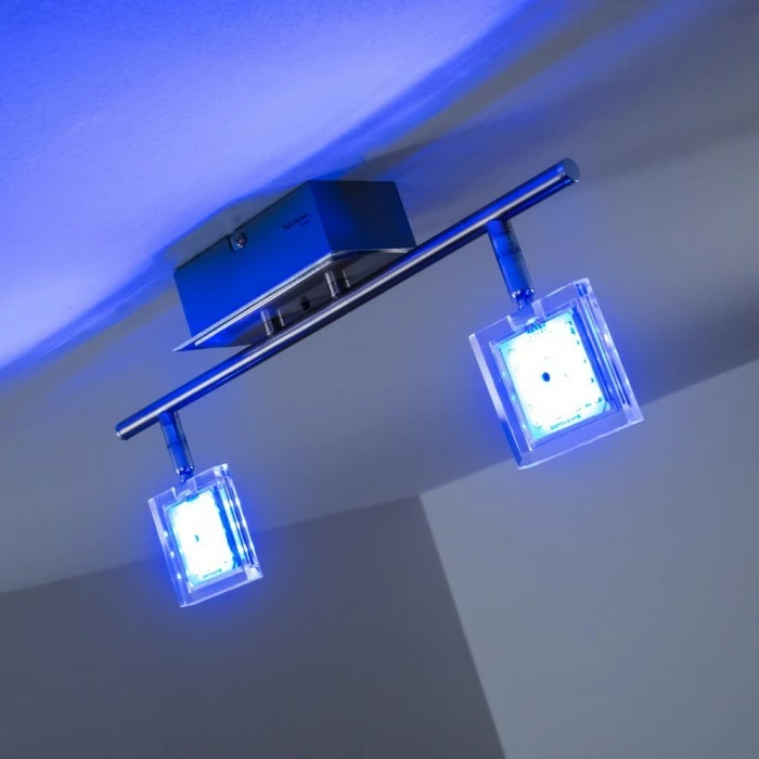 Paul Neuhaus Leuchten Paul Neuhaus DAAN-RGB Deckenleuchte LED Chrom, 2-flammig, Fernbedienung, Farbwechsler – Bild 3