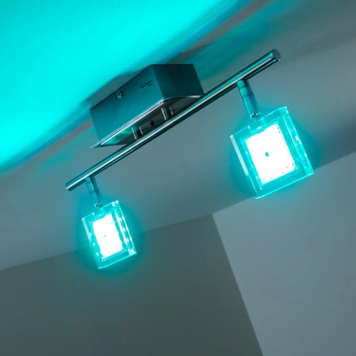 Paul Neuhaus Leuchten Paul Neuhaus DAAN-RGB Deckenleuchte LED Chrom, 2-flammig, Fernbedienung, Farbwechsler – Bild 21