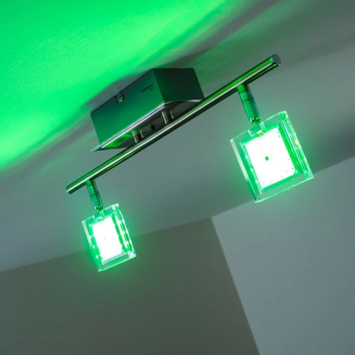 Paul Neuhaus Leuchten Paul Neuhaus DAAN-RGB Deckenleuchte LED Chrom, 2-flammig, Fernbedienung, Farbwechsler – Bild 4