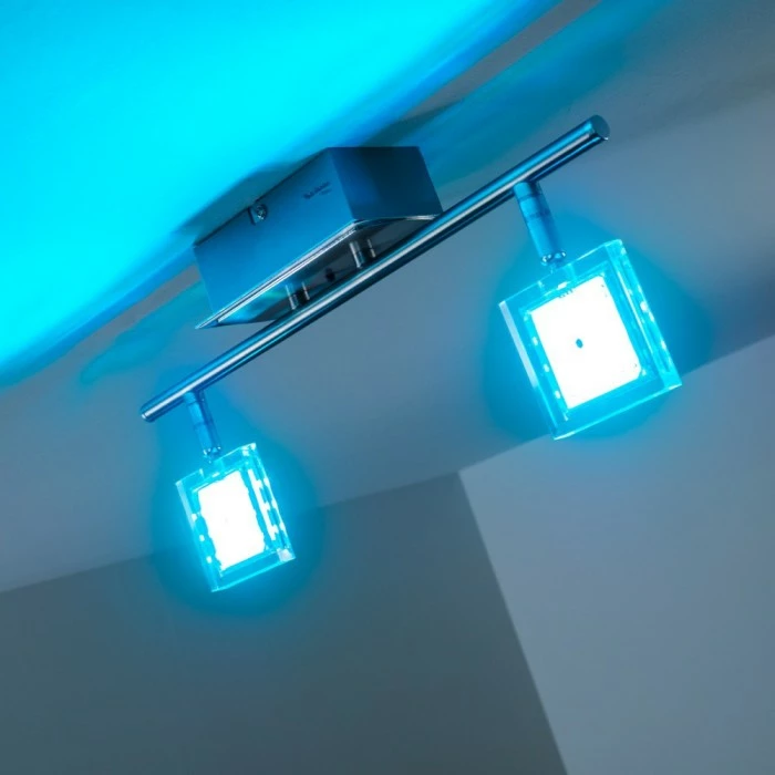 Paul Neuhaus Leuchten Paul Neuhaus DAAN-RGB Deckenleuchte LED Chrom, 2-flammig, Fernbedienung, Farbwechsler – Bild 5