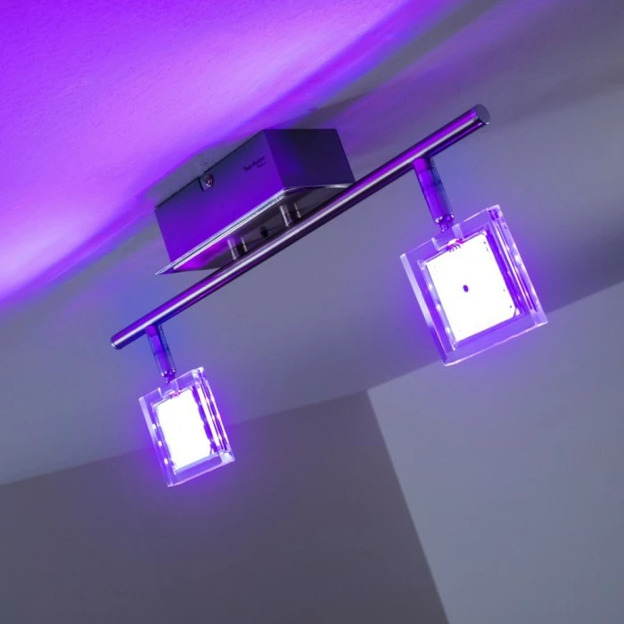 Paul Neuhaus Leuchten Paul Neuhaus DAAN-RGB Deckenleuchte LED Chrom, 2-flammig, Fernbedienung, Farbwechsler – Bild 6