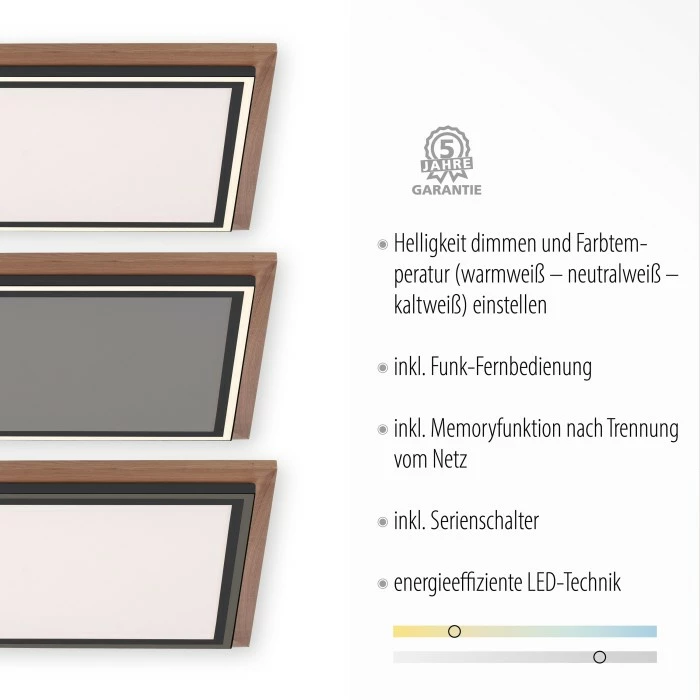 Paul Neuhaus Leuchten Paul Neuhaus PALMA Deckenleuchte LED Schwarz, Naturfarben, 2-flammig, Fernbedienung – Bild 2