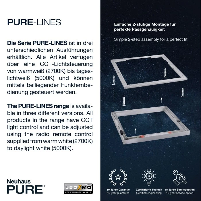 Paul Neuhaus Leuchten Paul Neuhaus PURE-LINES Deckenleuchte LED Aluminium, 1-flammig, Fernbedienung – Bild 5
