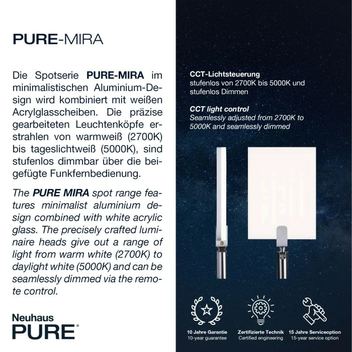 Paul Neuhaus Leuchten Paul Neuhaus PURE-MIRA Deckenleuchte LED Aluminium, 2-flammig, Fernbedienung – Bild 5