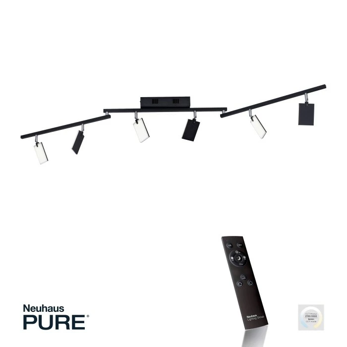 Paul Neuhaus Leuchten Paul Neuhaus PURE-MIRA Deckenleuchte LED Schwarz, 6-flammig, Fernbedienung – Bild 4
