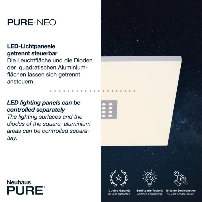 Paul Neuhaus Leuchten Paul Neuhaus PURE-NEO Deckenleuchte LED Aluminium, 5-flammig, Fernbedienung – Bild 5