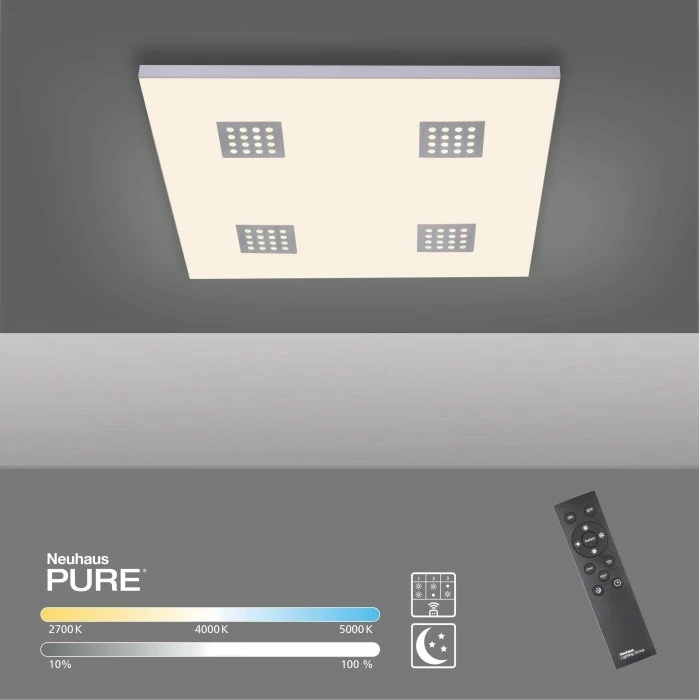 Paul Neuhaus Leuchten Paul Neuhaus PURE-NEO Deckenleuchte LED Aluminium, 4-flammig, Fernbedienung – Bild 13