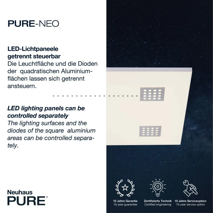 Paul Neuhaus Leuchten Paul Neuhaus PURE-NEO Deckenleuchte LED Aluminium, 4-flammig, Fernbedienung – Bild 5