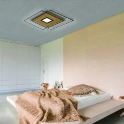 Paul Neuhaus Q-Serie Paul Neuhaus Q-AMIRA Deckenleuchte LED Holz hell, 1-flammig, Fernbedienung