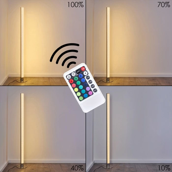 Hofstein Pipe RGB Stehlampe LED Nickel-Matt, 1-flammig, Fernbedienung, Farbwechsler – Bild 15