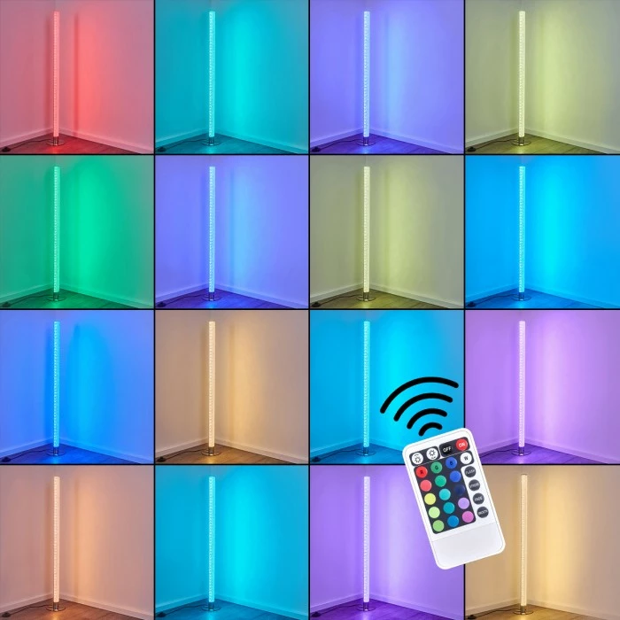 Hofstein Pipe RGB Stehlampe LED Nickel-Matt, 1-flammig, Fernbedienung, Farbwechsler – Bild 3