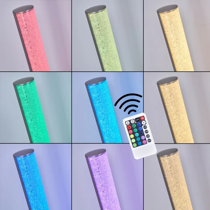 Hofstein Pipe RGB Stehlampe LED Nickel-Matt, 1-flammig, Fernbedienung, Farbwechsler – Bild 6