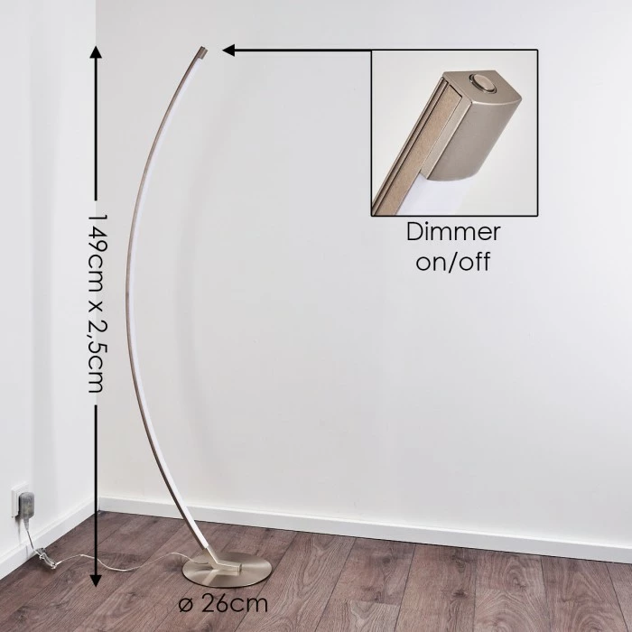 Hofstein Playa Stehleuchte LED Nickel-Matt, 1-flammig – Bild 2