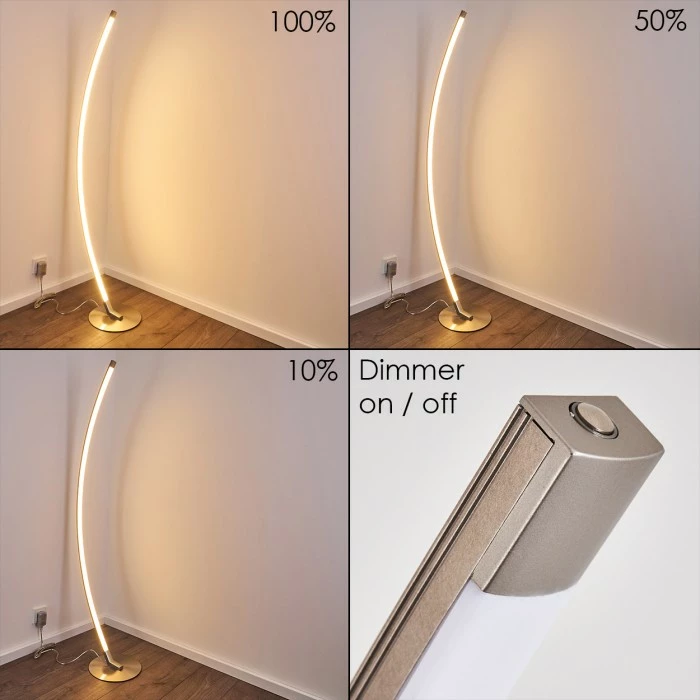 Hofstein Playa Stehleuchte LED Nickel-Matt, 1-flammig – Bild 6