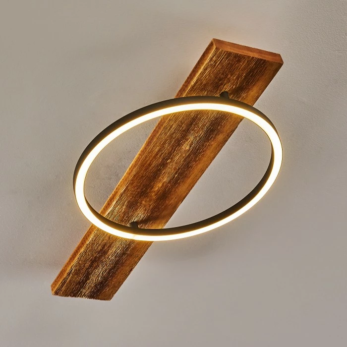 Hofstein Pompu Deckenleuchte LED Schwarz, Holz dunkel, 1-flammig – Bild 11