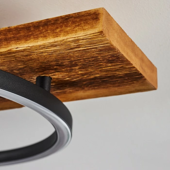 Hofstein Pompu Deckenleuchte LED Schwarz, Holz dunkel, 1-flammig – Bild 3