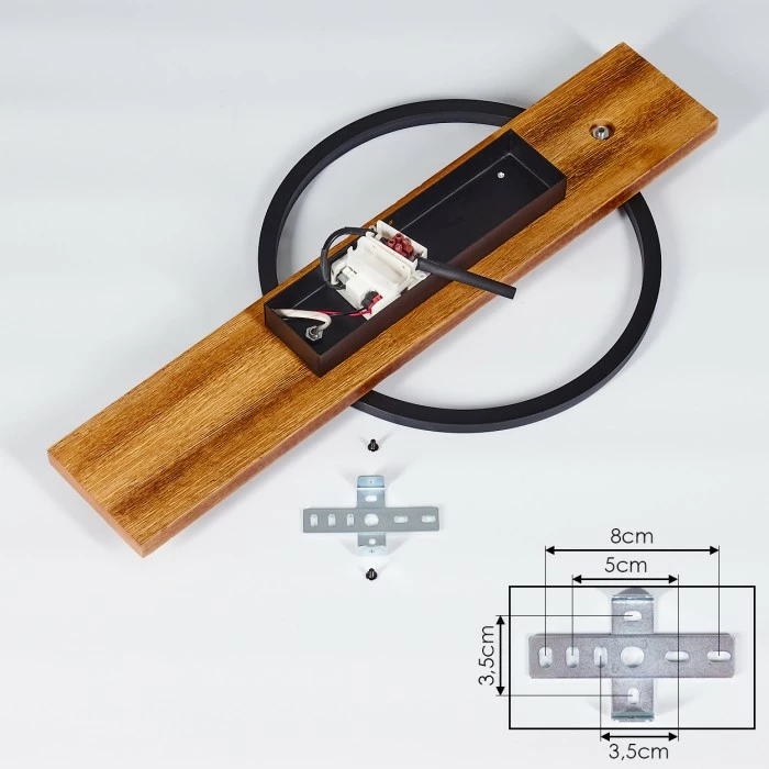 Hofstein Pompu Deckenleuchte LED Schwarz, Holz dunkel, 1-flammig – Bild 5
