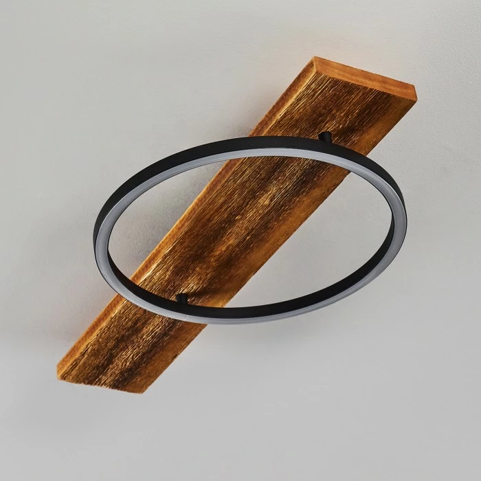 Hofstein Pompu Deckenleuchte LED Schwarz, Holz dunkel, 1-flammig – Bild 8