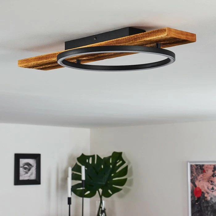 Hofstein Pompu Deckenleuchte LED Schwarz, Holz dunkel, 1-flammig – Bild 10