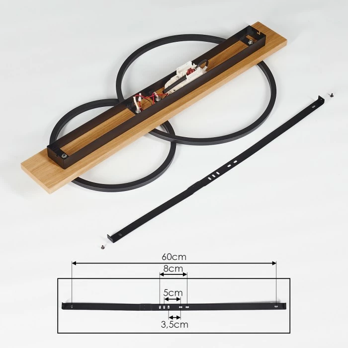 Hofstein Pompu Deckenleuchte LED Schwarz, Holz hell, 2-flammig – Bild 5