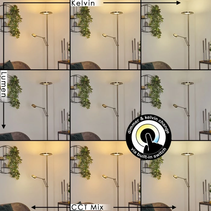 Hofstein Rabeja Deckenfluter LED Nickel-Matt, 2-flammig – Bild 2