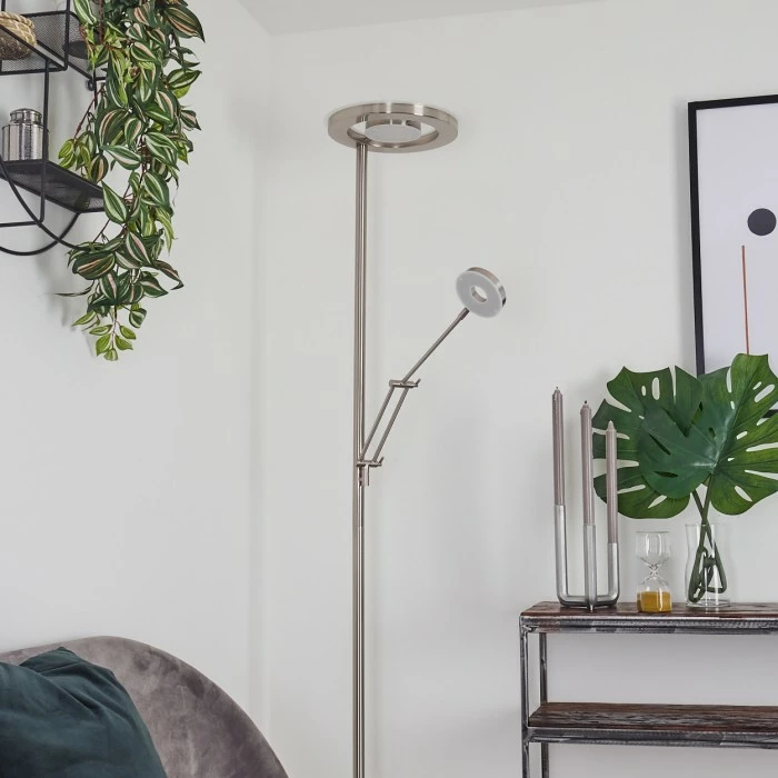 Hofstein Rabeja Deckenfluter LED Nickel-Matt, 2-flammig – Bild 8