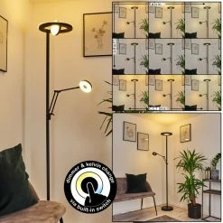 Hofstein Rabeja Deckenfluter LED Schwarz, 2-flammig