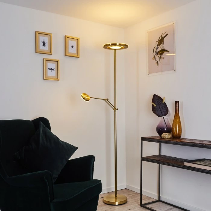 Hofstein Rabeja Deckenfluter LED Messing, Gold, 2-flammig – Bild 6