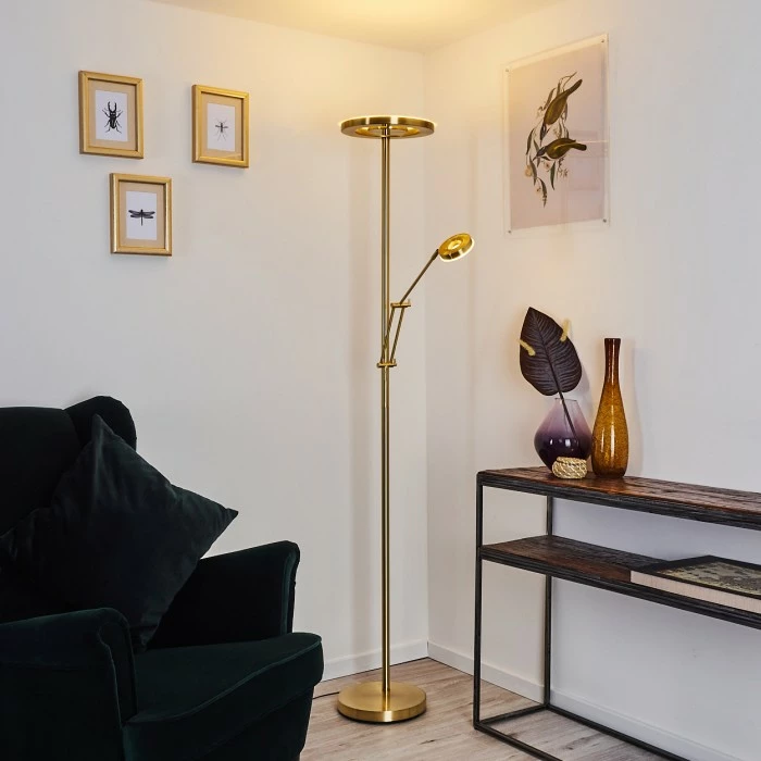 Hofstein Rabeja Deckenfluter LED Messing, Gold, 2-flammig – Bild 8