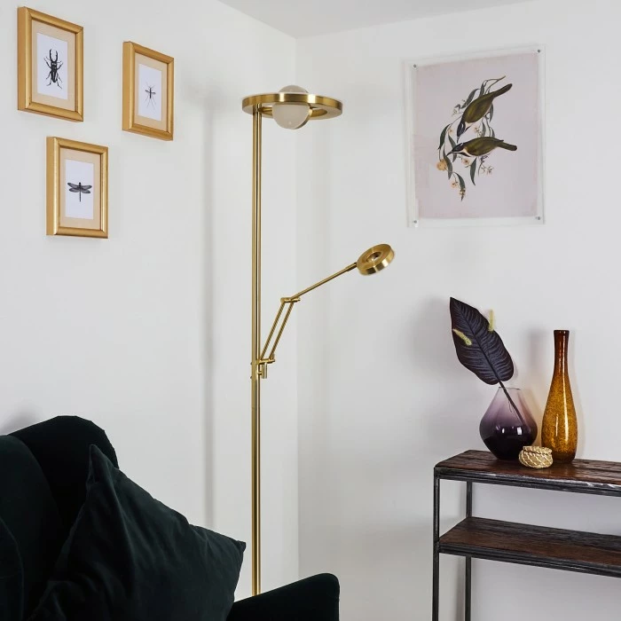 Hofstein Rabeja Deckenfluter LED Messing, Gold, 2-flammig – Bild 9