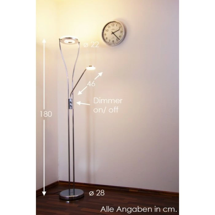 Reality RENNES Deckenfluter LED Chrom, 2-flammig – Bild 2