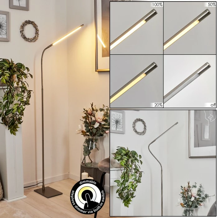 Hofstein Reuland Stehleuchte LED Nickel-Matt, 1-flammig