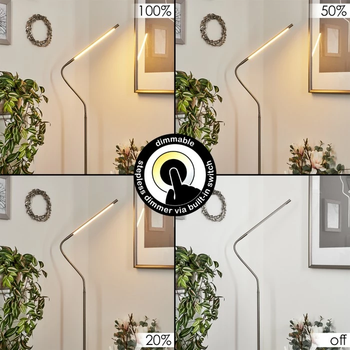 Hofstein Reuland Stehleuchte LED Nickel-Matt, 1-flammig – Bild 2