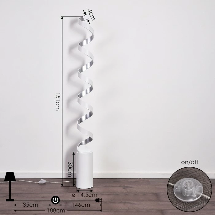 Hofstein Rezat Stehlampe LED Silber, Weiß, 1-flammig – Bild 4