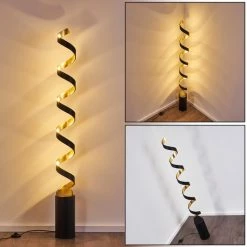 Hofstein Rezat Stehleuchte LED Schwarz-Gold, 1-flammig