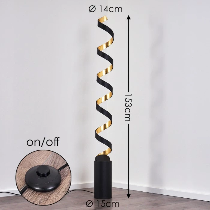 Hofstein Rezat Stehleuchte LED Schwarz-Gold, 1-flammig – Bild 2