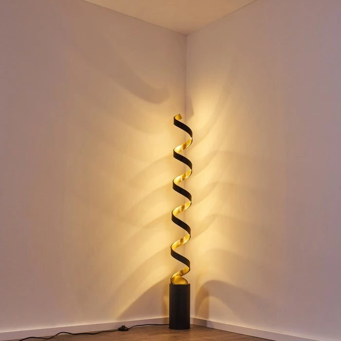 Hofstein Rezat Stehleuchte LED Schwarz-Gold, 1-flammig – Bild 13