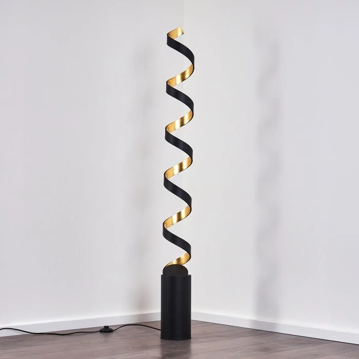 Hofstein Rezat Stehleuchte LED Schwarz-Gold, 1-flammig – Bild 4