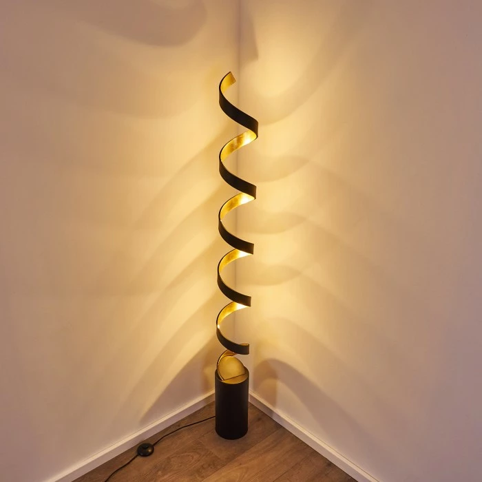 Hofstein Rezat Stehleuchte LED Schwarz-Gold, 1-flammig – Bild 5